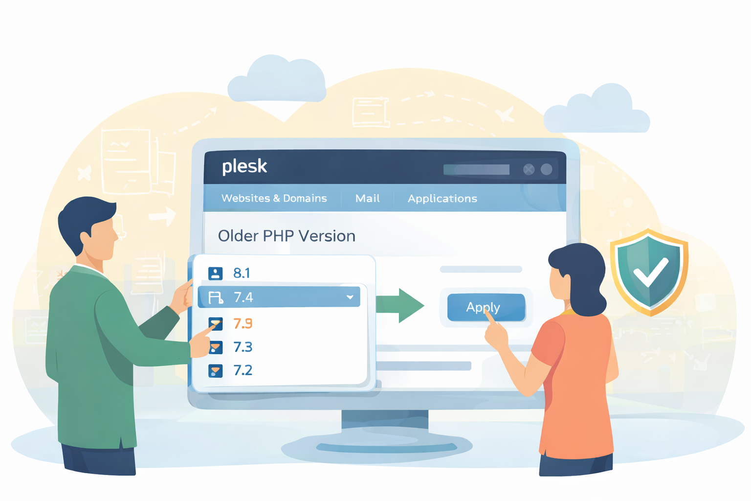 plesk管理画面からPHP延長サポート適用